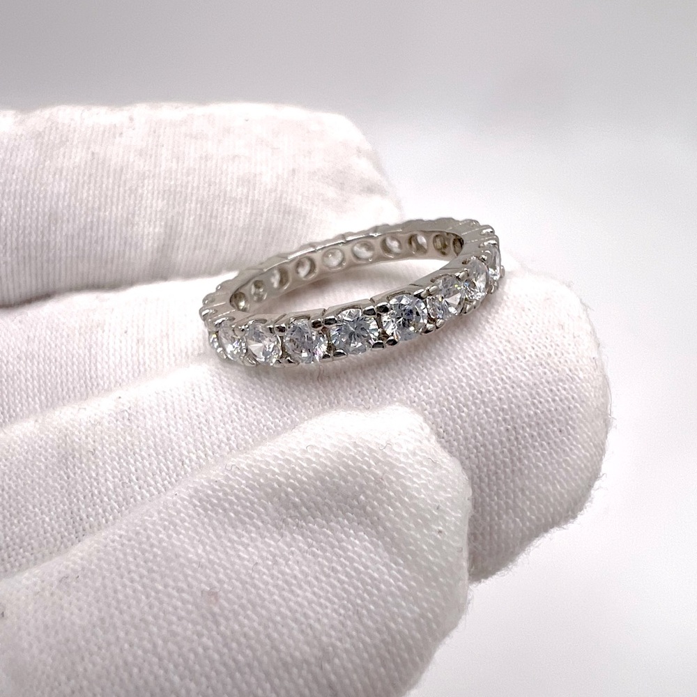 Sale $20 Firm! .925 Sterling Silver Round Cz Eternity Band - Picture 7 of 13
